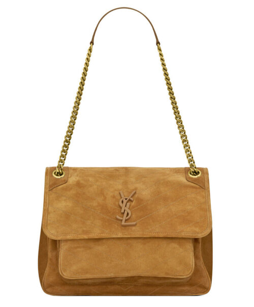Saint Laurent Niki Medium In Suede And Smooth Leather 498894 Coffee